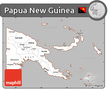 Gray Simple Map of Papua New Guinea, cropped outside