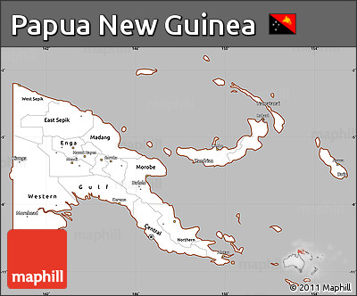 Gray Simple Map of Papua New Guinea, cropped outside