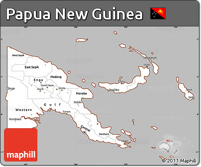 Gray Simple Map of Papua New Guinea, cropped outside