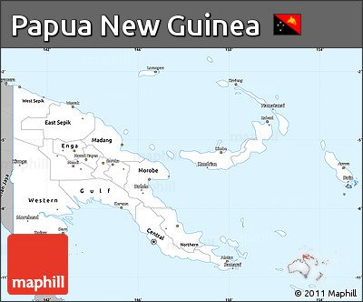 Gray Simple Map of Papua New Guinea
