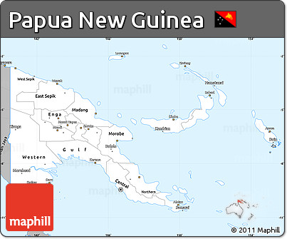 Gray Simple Map of Papua New Guinea