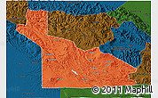 Political 3D Map of Southern Highlands, darken