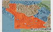 Political 3D Map of Southern Highlands, semi-desaturated