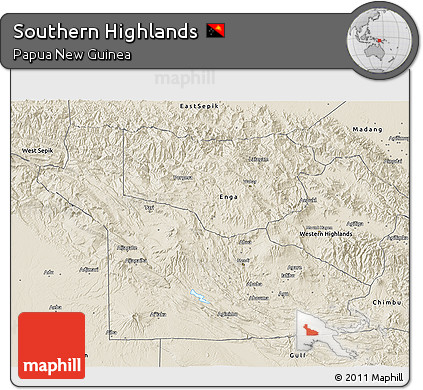Shaded Relief 3D Map of Southern Highlands