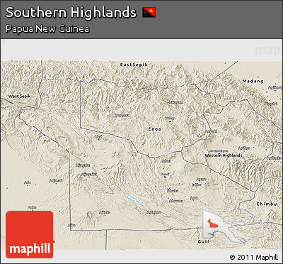 Shaded Relief 3D Map of Southern Highlands