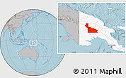 Gray Location Map of Southern Highlands, highlighted country, hill shading