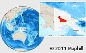 Shaded Relief Location Map of Southern Highlands, highlighted country