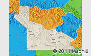 Shaded Relief Map of Southern Highlands, political outside