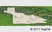 Shaded Relief Panoramic Map of Southern Highlands, satellite outside