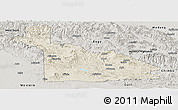 Shaded Relief Panoramic Map of Southern Highlands, semi-desaturated