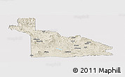 Shaded Relief Panoramic Map of Southern Highlands, single color outside