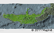 Satellite 3D Map of West New Britain, semi-desaturated