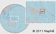 Gray Location Map of West New Britain, within the entire country, hill shading