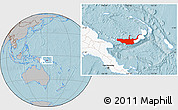 Gray Location Map of West New Britain, highlighted country, hill shading