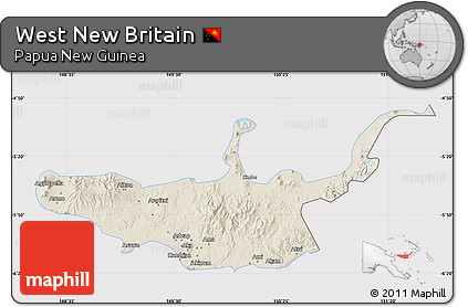 Shaded Relief Map of West New Britain, cropped outside