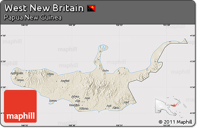 Shaded Relief Map of West New Britain, cropped outside
