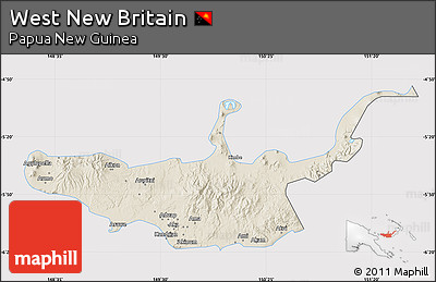 Shaded Relief Map of West New Britain, cropped outside