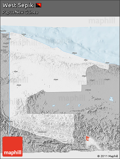 Gray 3D Map of West Sepik