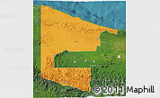 Political 3D Map of West Sepik, satellite outside