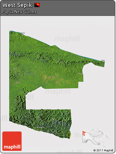 Satellite 3D Map of West Sepik, cropped outside