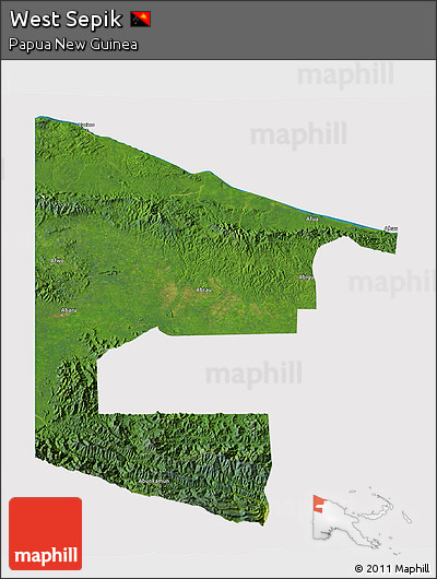 Satellite 3D Map of West Sepik, cropped outside
