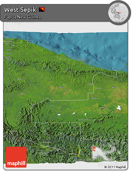 Satellite 3D Map of West Sepik