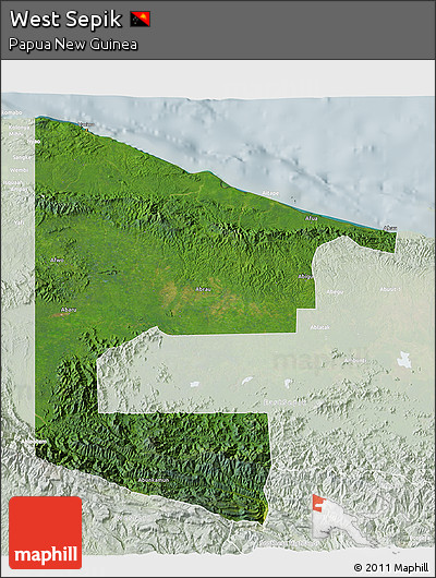 Satellite 3D Map of West Sepik, lighten