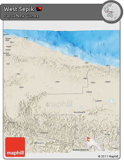 Shaded Relief 3D Map of West Sepik