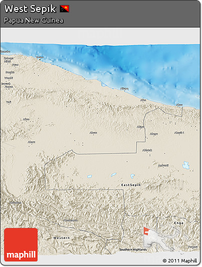 Shaded Relief 3D Map of West Sepik
