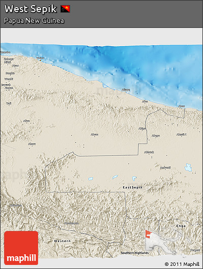 Shaded Relief 3D Map of West Sepik