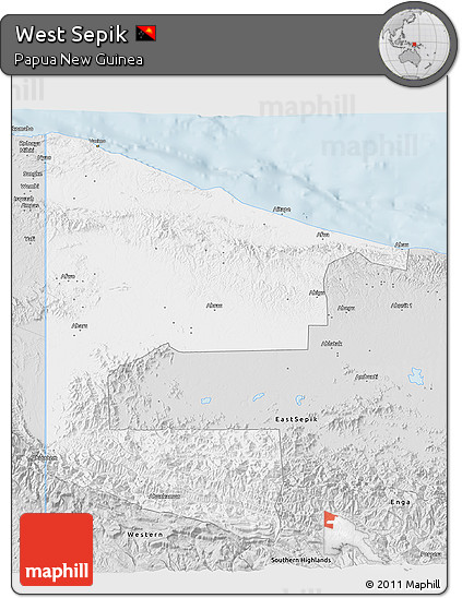 Silver Style 3D Map of West Sepik