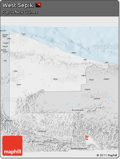 Silver Style 3D Map of West Sepik
