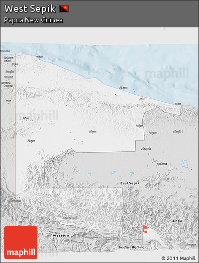 Silver Style 3D Map of West Sepik