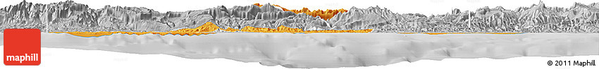 Political Horizon Map of West Sepik, lighten, desaturated
