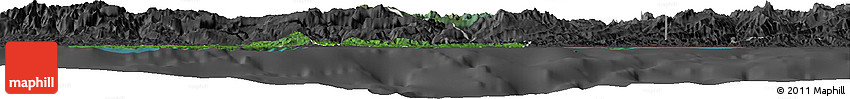 Satellite Horizon Map of West Sepik, darken, desaturated