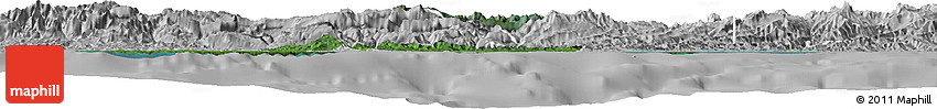 Satellite Horizon Map of West Sepik, lighten, desaturated