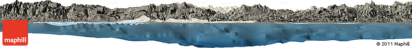 Shaded Relief Horizon Map of West Sepik, darken