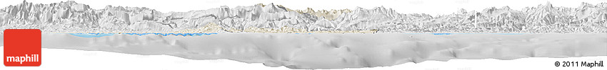 Shaded Relief Horizon Map of West Sepik, lighten, desaturated