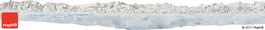 Shaded Relief Horizon Map of West Sepik, lighten, semi-desaturated