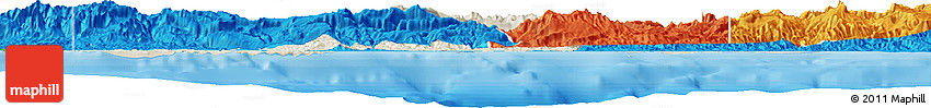 Shaded Relief Horizon Map of West Sepik, political outside