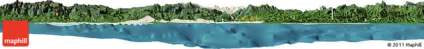 Shaded Relief Horizon Map of West Sepik, satellite outside