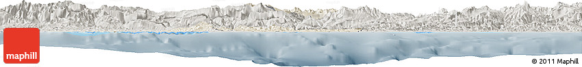 Shaded Relief Horizon Map of West Sepik, semi-desaturated