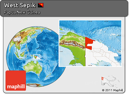 Physical Location Map of West Sepik, highlighted country