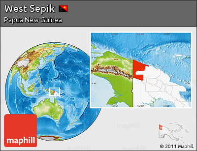 Physical Location Map of West Sepik, highlighted country