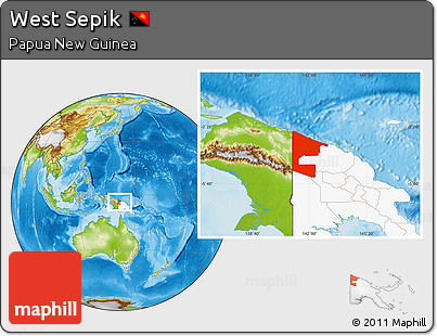 Physical Location Map of West Sepik, highlighted country