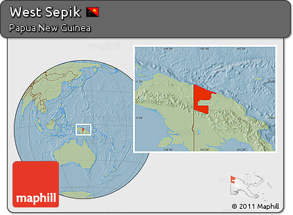 Savanna Style Location Map of West Sepik, hill shading