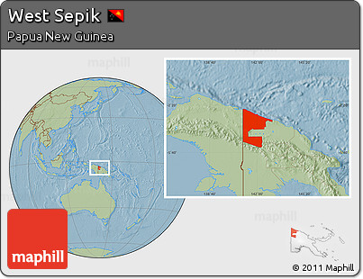Savanna Style Location Map of West Sepik, hill shading