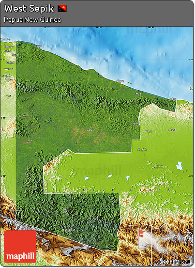 Satellite Map of West Sepik, physical outside