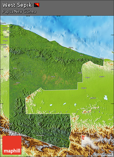 Satellite Map of West Sepik, physical outside