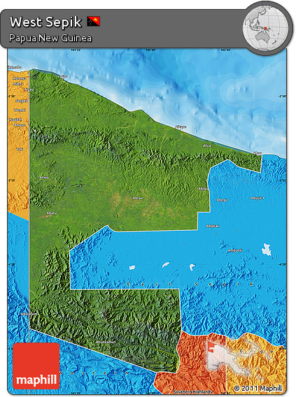 Satellite Map of West Sepik, political outside